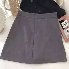 Lucyever-Mini-saia feminina linha A, estilo coreano, cintura alta, dividida, simples, casual, shorts de escritório, saias femininas, preta, cinza - comprar online