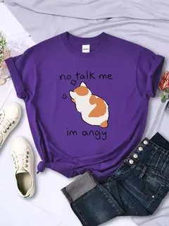 T camisa de impressão de gato irritado bonito para o sexo feminino confortável moda camiseta respirável hip hop topos novo verão na internet