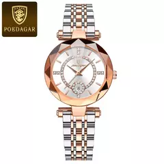 POEDAGAR-Relógio de Luxo Feminino, Alta Qualidade, Diamante, Quartzo, Impermeável, Data, Aço Inoxidável, Senhoras Relógios, Caixa Incluída - Wolf Magazine