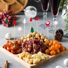 Natal Fruit Food Sticks, Papai Noel, floco de neve, boneco de neve, Cocktail Toothpick, Cupcake Topper, Decoração do partido, 50 pcs, 100pcs - loja online