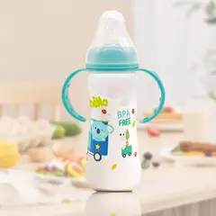 Mamadeira de grande capacidade com alça, desenho animado, material de segurança, bebê, 0-3 anos, 250ml - comprar online