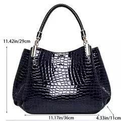 Bolsa de ombro com estampa crocodilo para mulheres sacola de grande capacidade bolsa de rosto brilhante bolsa de ombro de compras diário - Wolf Magazine