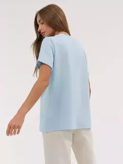 Bornladies-Camiseta solta de manga curta feminina, tops sólidos básicos, camisas de assentamento elegantes, 100% algodão, 230g/?, verão