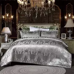 High End Jacquard Bedding Set, Luxo, Europeu, Conjuntos de cama de casamento, Rainha, American Satin, Double Duvet Cover, - loja online
