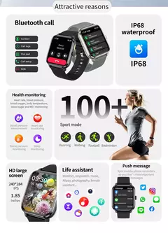 Smartwatch Sport Full Touch com Caixa para Homens e Mulheres, Relógios de Fitness, Chamada Bluetooth, Açúcar no Sangue, Presente, Tela 1.83 ", Novo, 2024 na internet