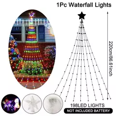 Imagem do LED Star Waterfall Lights para o Natal, luzes de corda, enfeites de árvores, decorações, ano novo, 2025, 2024