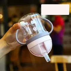 Copo de alimentação do bebê com palha, Crianças aprendem bebendo garrafa, Kids Training Cup, 250ml - Wolf Magazine