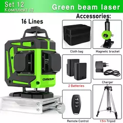 Imagem do Clubiona 16/12 linhas de nível laser linha verde auto-nivelamento 360 horizontal e vertical super poderoso nível laser feixe verde