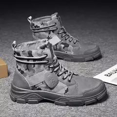 Botas de deserto masculinas de cano alto, botas casuais masculinas, sapatos de treino masculinos confortáveis, tendência estilo britânico, moda ao ar livre, 2024