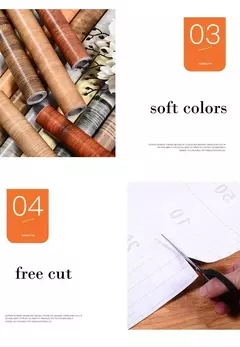 Adesivos de parede autoadesivos de PVC impermeável, rolo grande, decoração, fundo, mesa, armário, papel de parede, listras de madeira, 45cm - comprar online