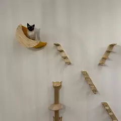 Imagem do Prateleiras de escalada para gatos montadas na parede Casa para gatos Ponte para