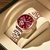 Relógio De Aço Inoxidável Poedagar para Mulheres, Relógios De Ouro Rosa, Relógio De Pulso De Quartzo Impermeável, Presente De Namorada Romântica, Moda