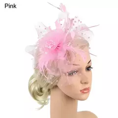 Imagem do Chapéu Fascinator para Mulheres, Tea Party Headband, Coquetel De Casamento Malha, Penas De Flores, Grampo De Cabelo