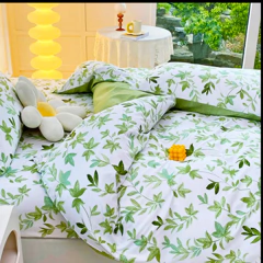Flor verde impressão capa de edredão com fronha, Nordic Comforter, cama Set, Quilt Cover, rainha, rei, cama de casal, 2 pcs, 3pcs - comprar online