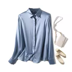 Camisa de seda pesada de luxo feminina, manga comprida, 93% seda amoreira, estilo senhora do escritório, viajante, primavera, verão - Wolf Magazine