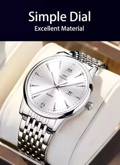 Imagem do OLEVS-Relógios de luxo high-end para homens, relógios originais de aço inoxidável, marca top, relógio de quartzo, relógio manual, moda