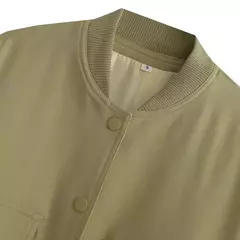 TRAF-Jaqueta bomber feminina de manga comprida com bolsos, casacos vintage, botão frontal, casacos casuais femininos, tops chiques, moda - loja online