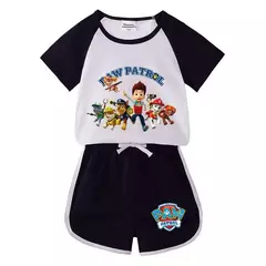 Boys Paw Patrol T-shirt manga curta Top e Shorts Set, bebê meninos roupas, roupas dos desenhos animados, terno verão, novo conjunto infantil, 2022, 2pcs - loja online