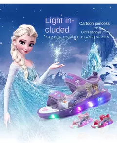 Imagem do Disney Frozen Cartoon Sneakers for Children, Sapatos casuais para meninas, LED Light, Sandálias Flash, Princesa Elsa, Bebê, Crianças