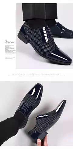 Tendência clássico masculino vestido sapatos para homens oxfords sapatos de couro patente rendas até formal couro preto festa de casamento shoes2023 na internet