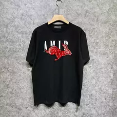 Camiseta solta com gola redonda de algodão masculino, estampa de letras, manga curta, estilo de rua alta, blusa casual, roupas tamanho grande, tendências
