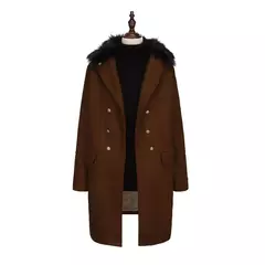 Casaco Casual de Lã dos homens europeus e americanos, outono e inverno, sobretudo de gola de pele trespassado dos homens jovens, S-5XL - loja online