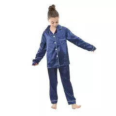 Conjunto de pijamas de cetim de seda infantil pijamas de bebê pijamas pijamas cor sólida, terno infantil, meninos, meninas, outono - comprar online