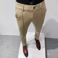 Homens Primavera Terno Calças de Alta Qualidade Negócios Calças Formais Elastic Slim Fit Simples Social Casual Calças Roupas de Marca Masculina - comprar online