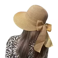 Casual palha chapéu com aba larga para as mulheres, respirável praia chapéu com proteção uv, verão