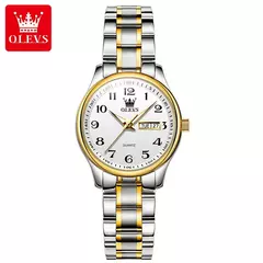 OLEVS-Relógio Quartzo de Luxo Feminino, Elegante, Aço Inoxidável, Luminoso, Impermeável, Data Semana, Vestido Feminino Relógio de Pulso - loja online