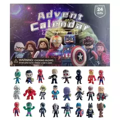 2024 marvel caixa de calendário do advento 24 pçs mini pequenos vingadores feriado anime figuras aranha homem de ferro hulk brinquedo boneca criança presente natal - comprar online