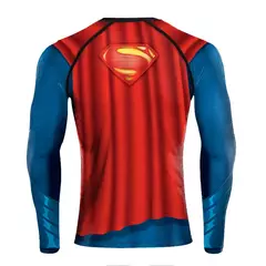 Camiseta de manga comprida super-herói masculina, impressão digital 3D, camisa apertada, ao ar livre, corrida, fitness, ginásio
