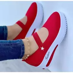 Sapatilhas casuais vulcanizadas para mulheres, sólidas, sapatos de plataforma, malha, respirável, conforto, deslizamento, esporte, tênis, feminino, novo - loja online