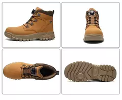 Imagem do Sapatos de aço impermeável para homens, botas de trabalho, sapatos de segurança, botões rotativos, botas masculinas, sapatos protetores à prova de perfuração, tamanho grande, 48