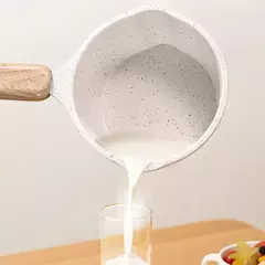 Imagem do Pequena panela com bico para despejar, Panela de derretimento de manteiga, Panela de óleo quente, Cabo de madeira, Óleo de leite, Frigideira de aquecimento