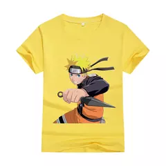 Camiseta infantil de algodão estampado naruto, desenho animado japonês na moda cosplay casual para menino, blusa de manga curta, novo, 2024