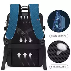 BANGE-Men's Waterproof Expansível Laptop Mochila, Grande Capacidade, Caminhadas Saco De Viagem, Mochilas Masculinas, 17,3";;VERDADEIRO;;"Blue 37L na internet