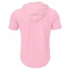 Esportes Fitness masculino com capuz camiseta de manga curta, blazer de verão, camisa americana Henry, comércio exterior