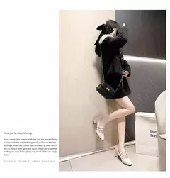 Sapatos Mary Janes de fivela dupla feminina, couro envernizado, cabeça quadrada, salto quadrado, cor sólida, primavera, outono, 2022 - loja online