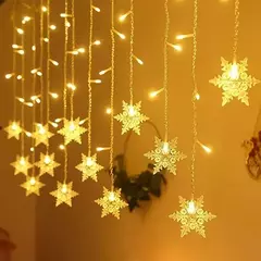 LED Fairy String Luzes De Natal, Floco De Neve Cortina, Guirlanda Impermeável, Festa De Feriado, Decoração De Natal, 3.5m, 2024 na internet
