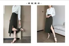 Blusa monocromática com decote em v feminina, manga comprida, tops irregulares, roupas de simplicidade e simplicidade, novo temperamento, outono - loja online
