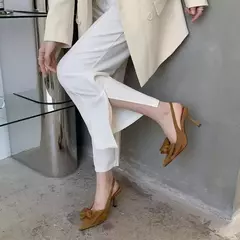 Slingbacks com nó borboleta para mulheres, salto fino, dedo apontado, salto alto para senhoras, sapatos de vestido sexy, novo, verão, 2024 - loja online