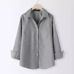 ZANZEA-Blusa feminina listrada de manga comprida, tops de túnica com botões, camisas elegantes, casual e elegante, verão, 2023 - loja online