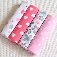 Cobertor de fraldas de flanela supermacio do bebê, Envoltório recém-nascido, 100% algodão, Swaddle impressão, 76x76cm, 4Pc Pack - comprar online
