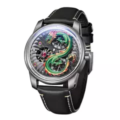 OBLVLO-Mecânica Dragon Dial relógio automático para homens, couro, roda dupla, luminosa, impermeável, esporte, novo design, JM-DRAGON na internet