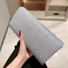 Embreagem de lantejoulas prateadas para mulheres, bolsas de noite, bolsas de ombro de cadeia, bolsas de luxo para jantar na internet