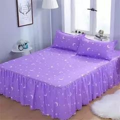 Conjunto de Colcha de Algodão com Bordado, Saia de Cama, Fronhas, Capa de Folha, Rei, Rainha, Duplo, 1.5 m, 1.8 m, 2m, 3 Peças por Conjunto na internet