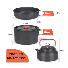 Imagem do Kit Panelas De Acampamento Conjunto De Cozinha Ao Ar Livre Equipamento De Alumínio Pote Ao Ar Livre Louça De Viagem Cozinha Caminhadas Picnic BBQ