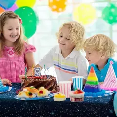 Imagem do Toalha de mesa descartável com céu espaço e astronauta design para festa de aniversário, mesa retangular tampa para chá de bebê