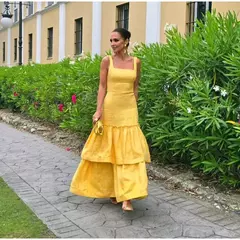 Vestido feminino sem encosto com gola quadrada, estilingues elegantes, vestido com bolo monocromático, Vestes compridas femininas, Festa à noite, Verão, 2022 - Wolf Magazine